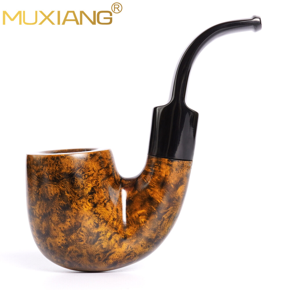 Hungarian Pipe Curved Stem Smoking Pipe Wooden Handcrafted Briar Tobacco Pipe