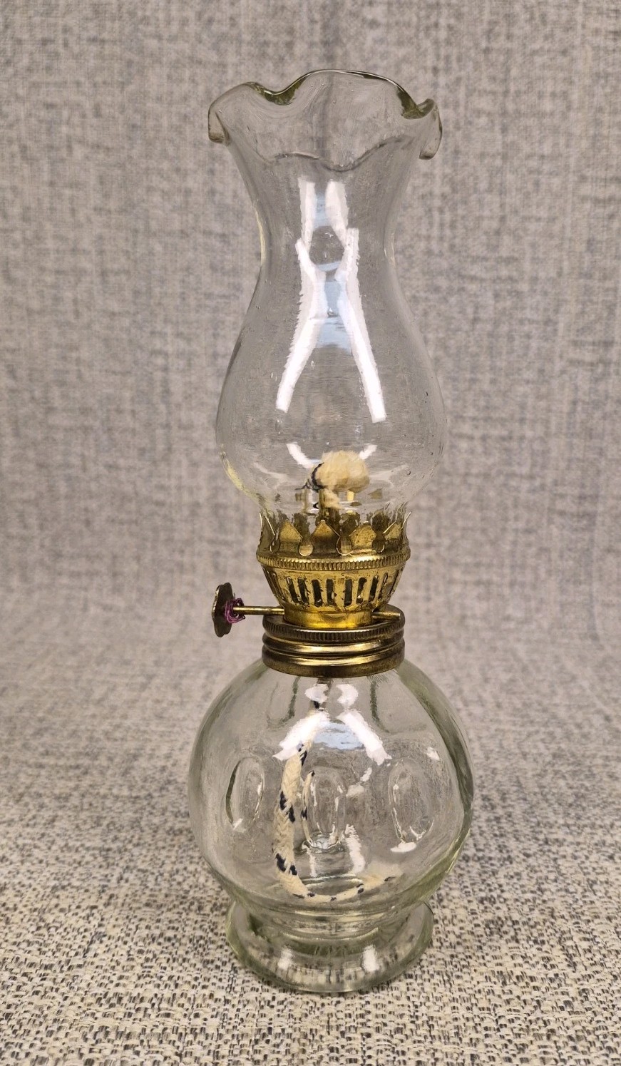 Vintage Miniature Clear Glass Hurricane Oil Lamp Lantern  Hong Kong