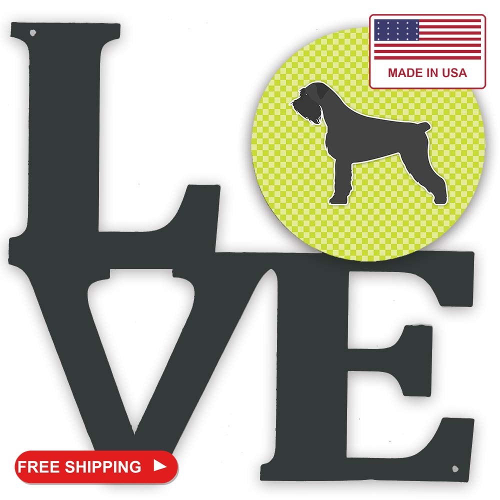 Caroline's Treasures BB3873WALV Giant Schnauzer Checkerboard Green Metal Wall Ar Caroline's Treasures BB3873WALV Giant Schnauzer Checkerboard Green Metal Wall Ar