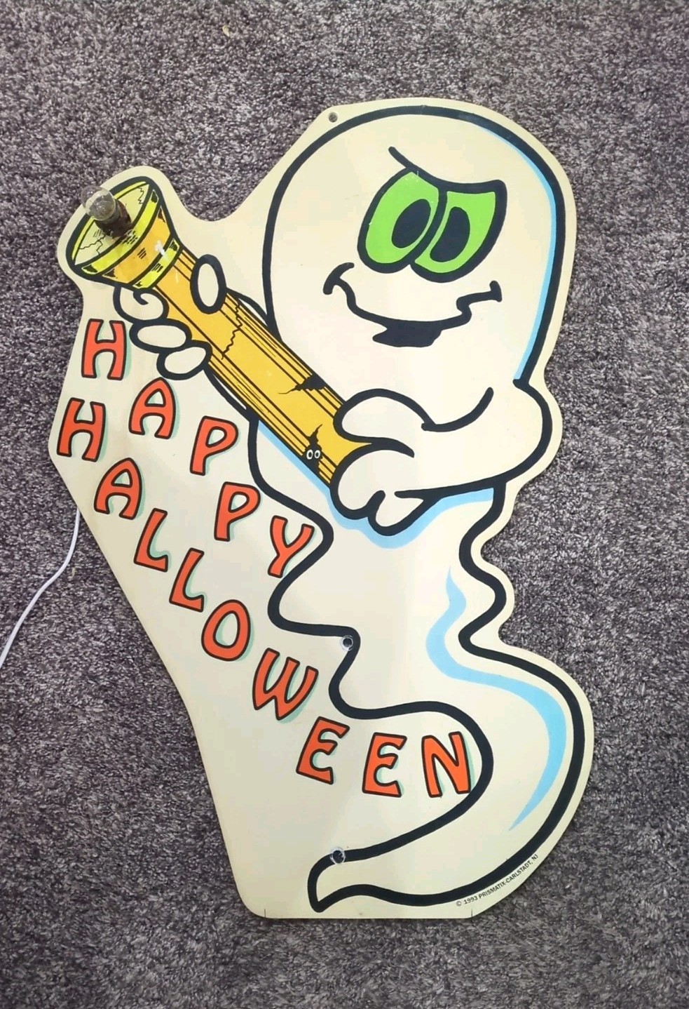 Prismatix 1993 Vintage Ghost Happy  Halloween lighted sign.  Hard To Find