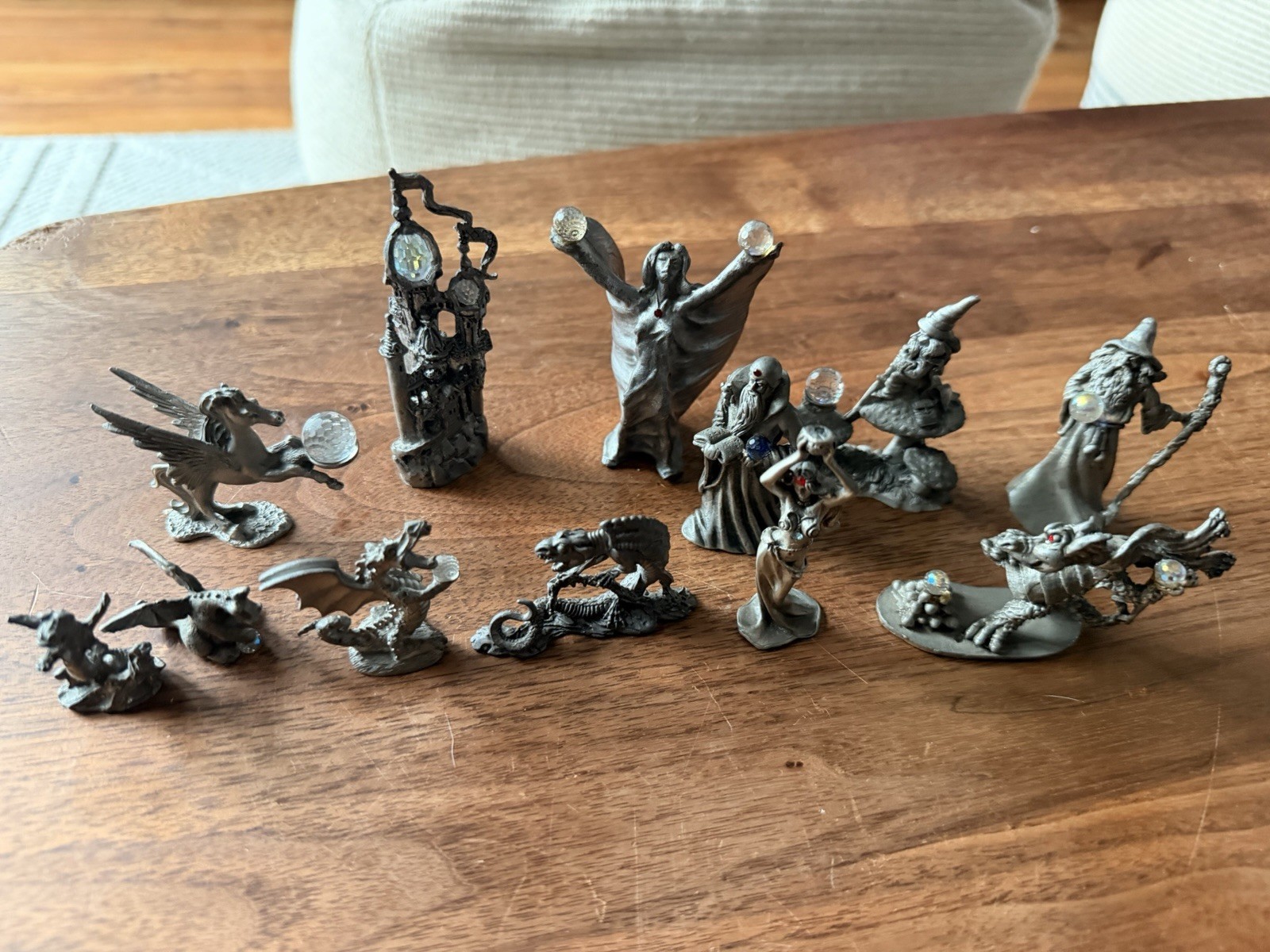Vintage Pewter Fellowship Foundry Figurine & More Lot Dragons Wizards 12 Total