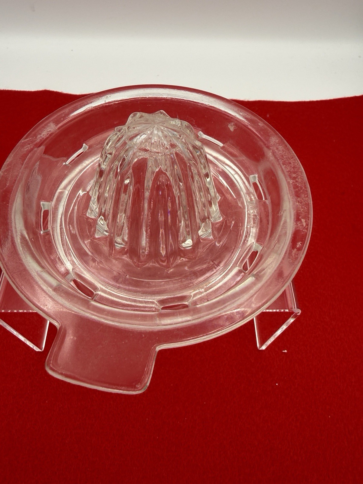 Vintage 1920s Clear Glass Juicer Reamer With Slots To Catch Seeds App.5.5 Inches