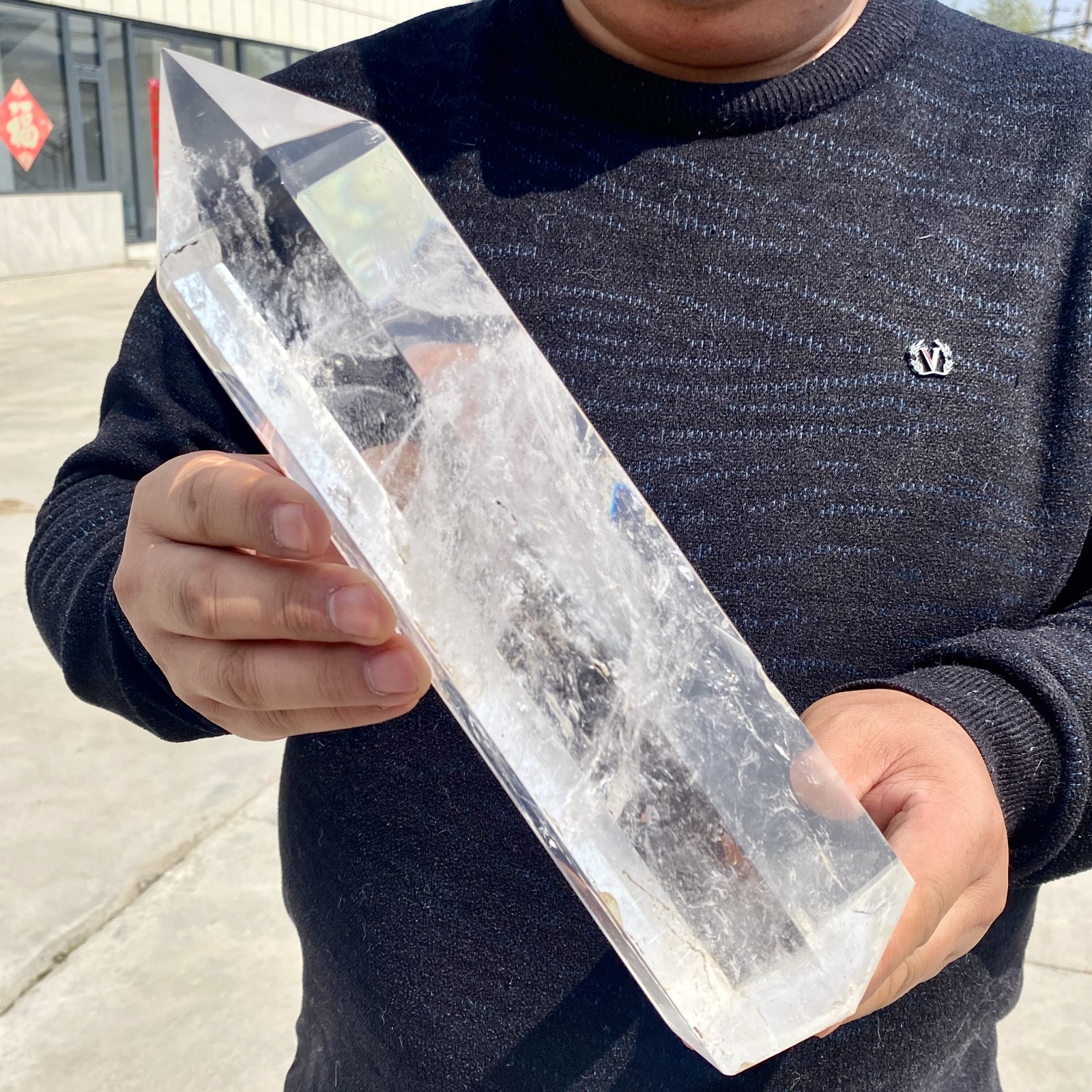 5.26LB Natural White Crystal Obelisk Transparent Quartz Energy Column Reiki