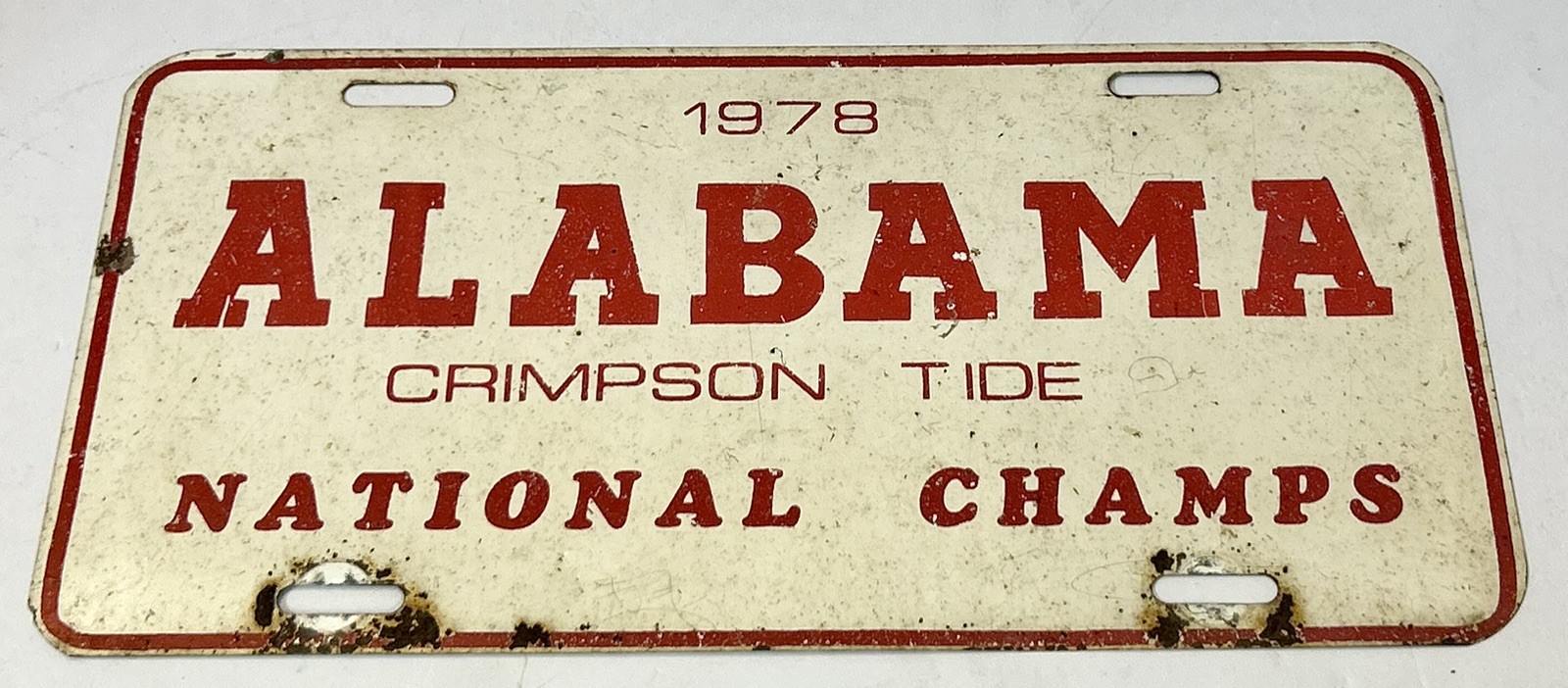 Error Vtg 1978 Alabama “Crimpson” Tide National Champs License Plate ST3 Booster