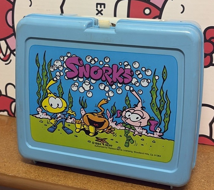 Vintage Snorks Lunchbox Plastic 1984 Cartoon Blue Sepp Wallace Berrie No Thermos