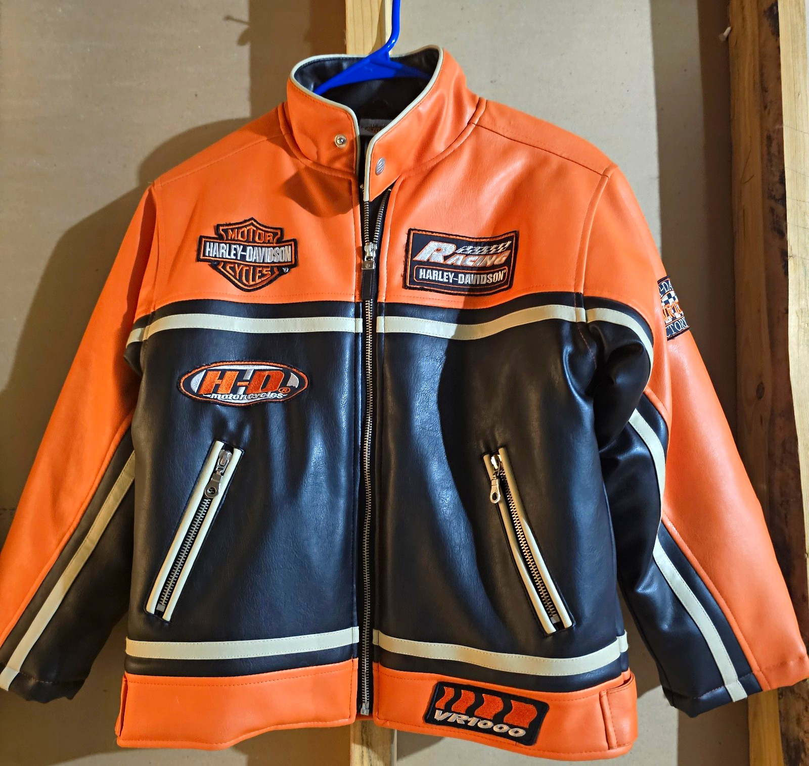 Vintage Harley-Davidson VR1000 Kids Racing Motorcycle Jacket Orange/Black Size 8