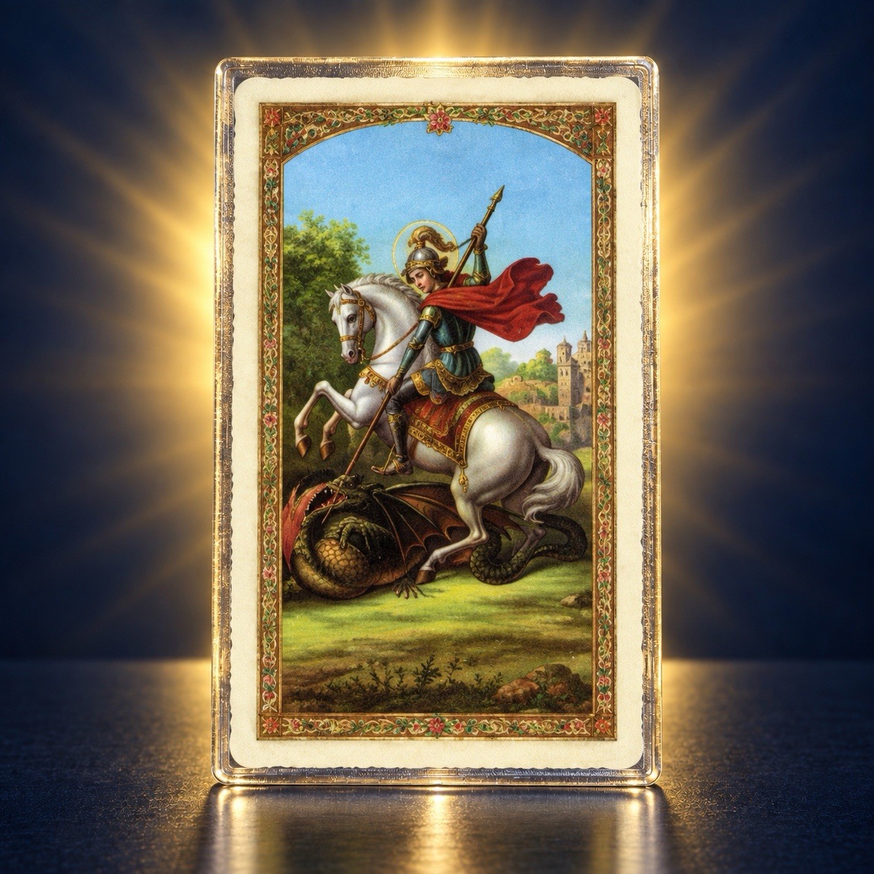 SAN JORGE ST GEORGE SPANISH LAMINATED HOLY CARD CATHOLIC HC9-105S