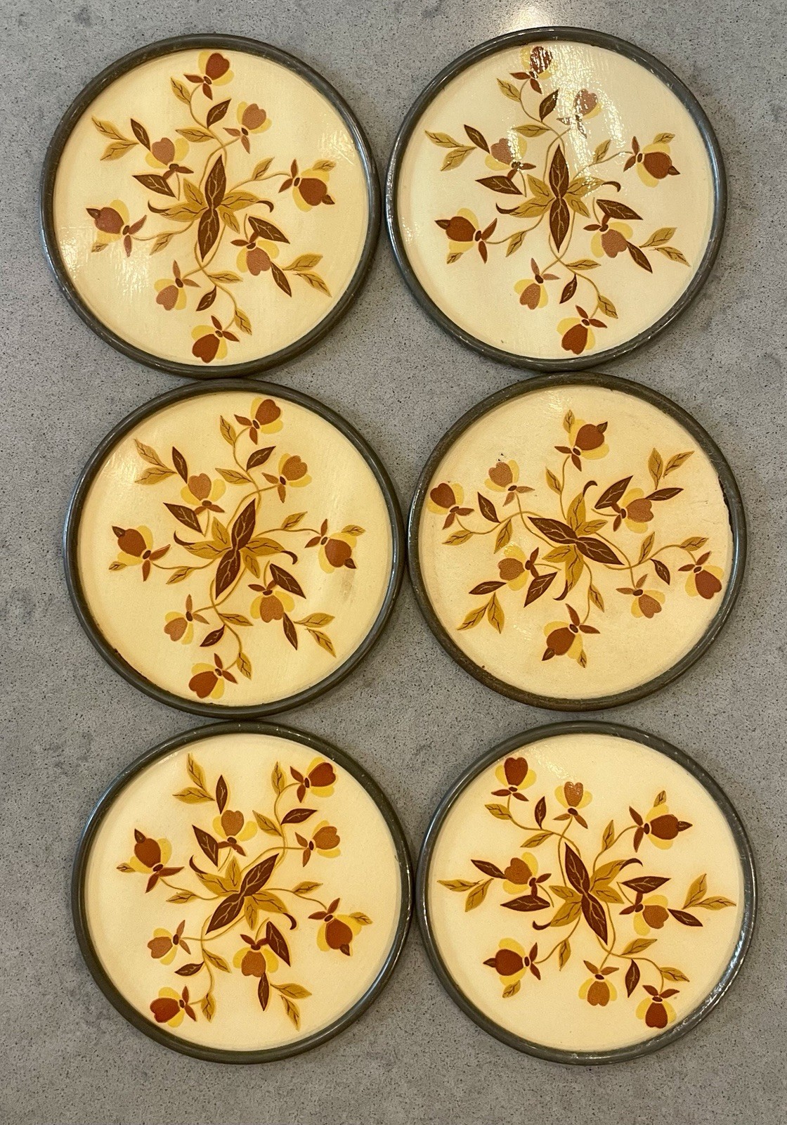 Set of 6 Vintage Hall Jewel Tea Autumn Leaf Coasters Set of 6 Vintage Hall Jewel Tea Autumn Leaf Coasters