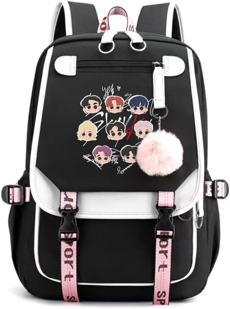 Stray Backpack Korean Casual Daypack Laptop Bag College Bag Unisex Black 32Cm*15