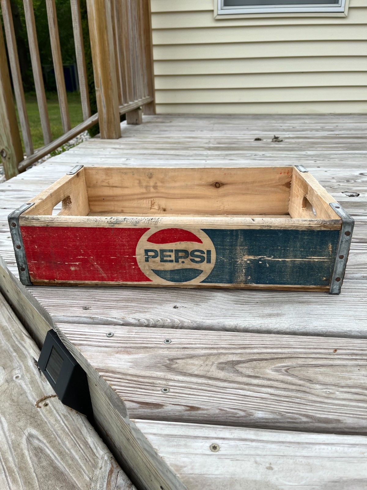 Vintage Pepsi Cola Wooden Crate Box Soda Pop Collectible Natural Wear