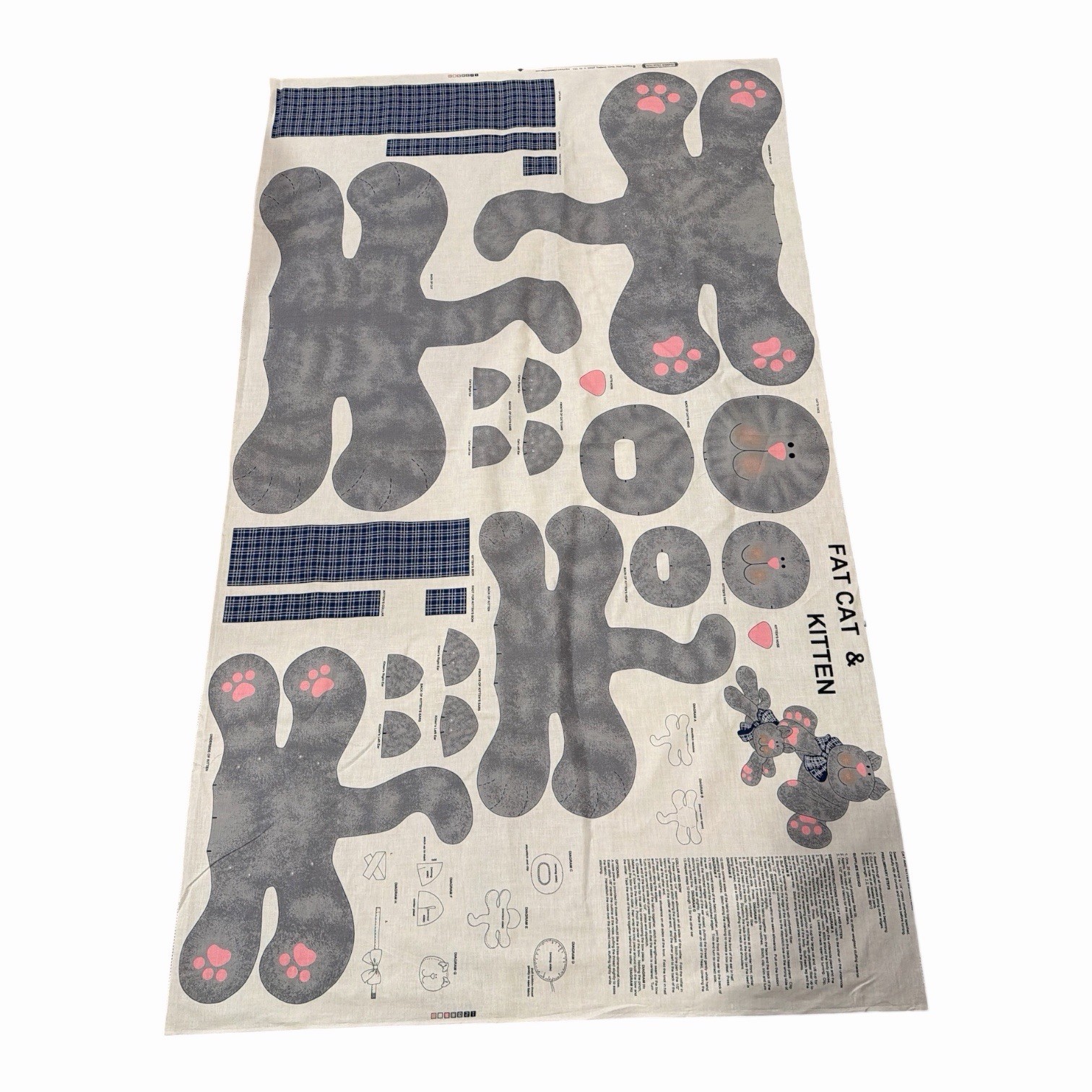 VIP Cranston Village Cut & Sew Cotton fabric panel Fat Cat & Kitten VTG VIP Cranston Village Cut & Sew Cotton fabric panel Fat Cat & Kitten VTG