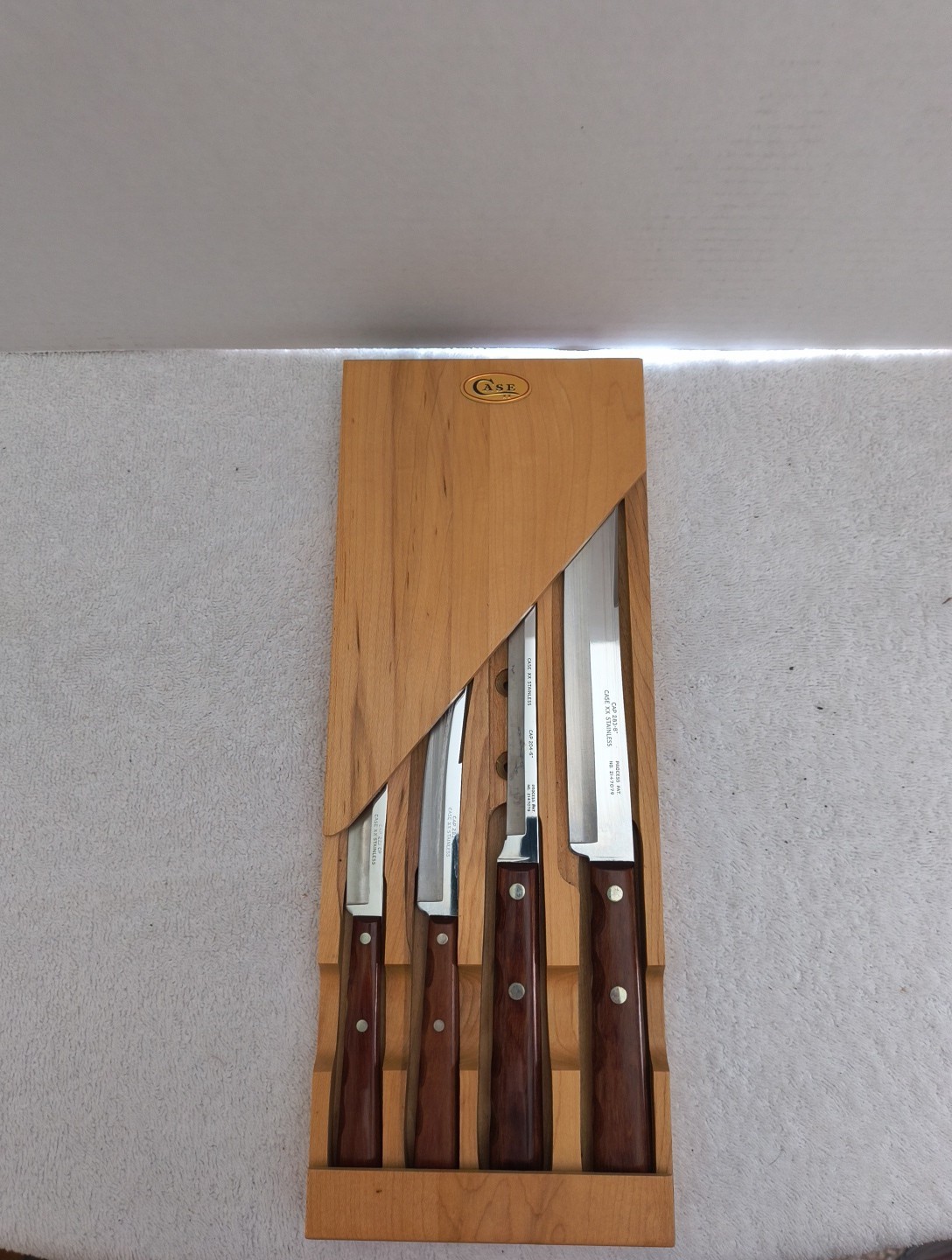  Vintage 4 Piece Kitchen Set By Case XX  Wall Mount Wood  Display New Old Stock 