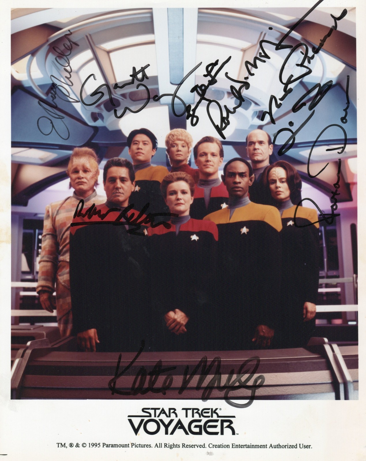 STAR TREK VOYAGER Autograph Full Cast Signed 8X10 Photo w/ COA 1995 Season One STAR TREK VOYAGER Autograph Full Cast Signed 8X10 Photo w/ COA 1995 Season One