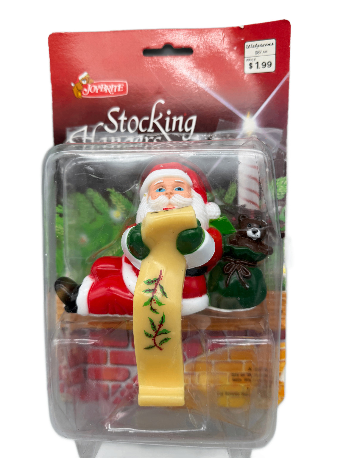Santa Stocking Hanger Joybrite Christmas Holiday Hand Painted 1985 Holds 4 lbs