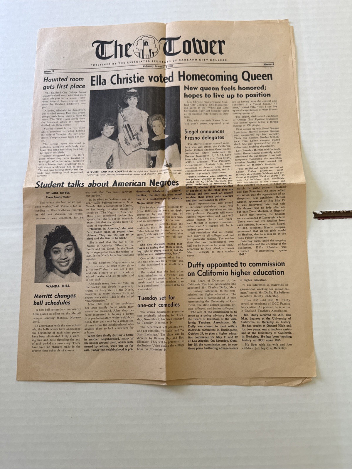 1961 Oakland City College The Tower Newspaper Civil Rights Football CCSF