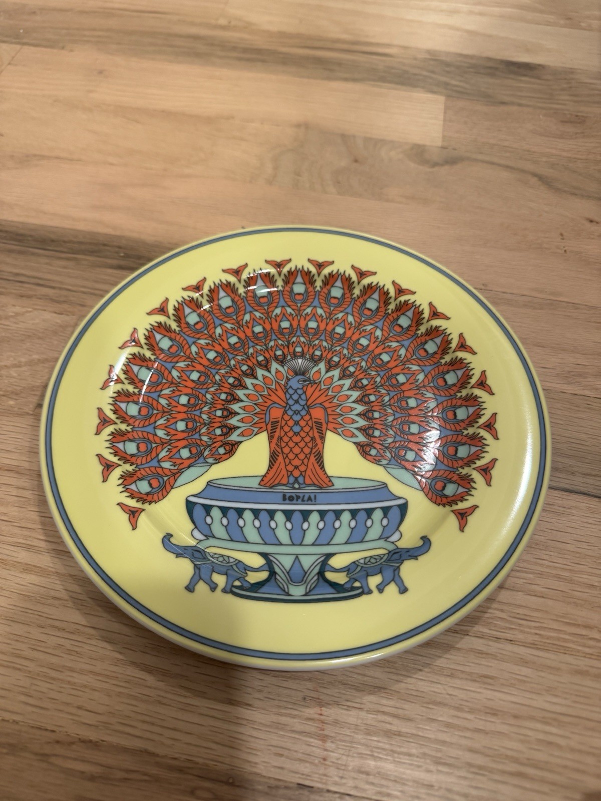 Bopla Porcelain Switzerland Peacock Plate 8” Vintage Pavo Fortuna Series