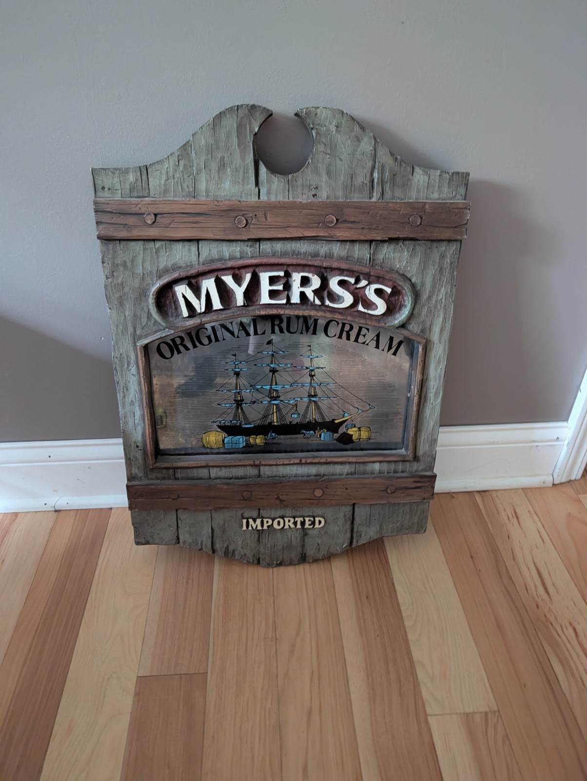 Vintage Myers's Rum Bar Sign Liqour Ship Nautical Advertising Mirror 