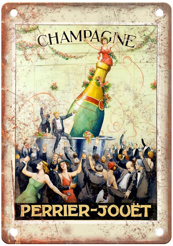 Champagne Perrier-Jouët Vintage Liquor Poster Reproduction Metal Sign E731