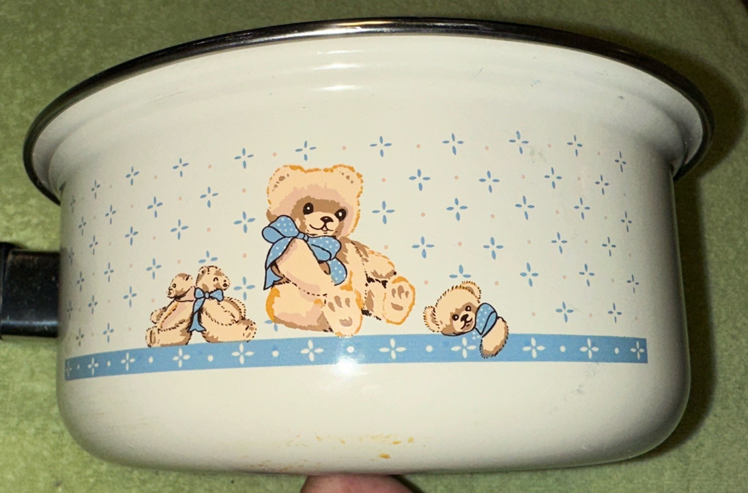 Vtg Tienshan Theodore Teddy Bear Metal Sauce Pot with No Lid 