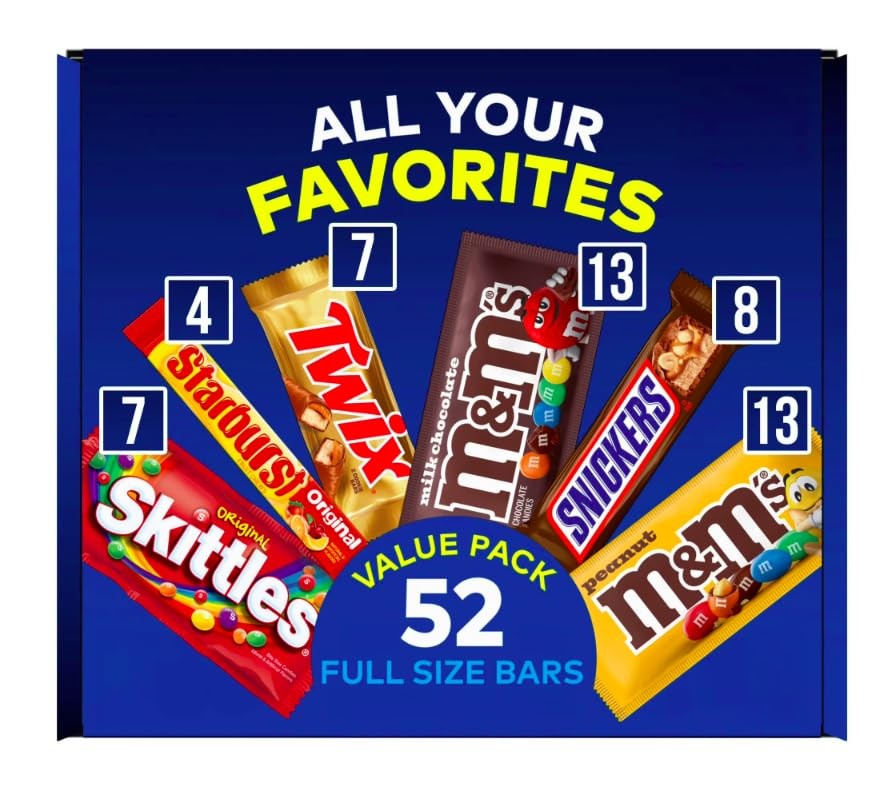 M&M�S, Skittles, Snickers, Twix & Starburst Candy Bulk Variety Pack, 52 Count M&M�S, Skittles, Snickers, Twix & Starburst Candy Bulk Variety Pack, 52 Count