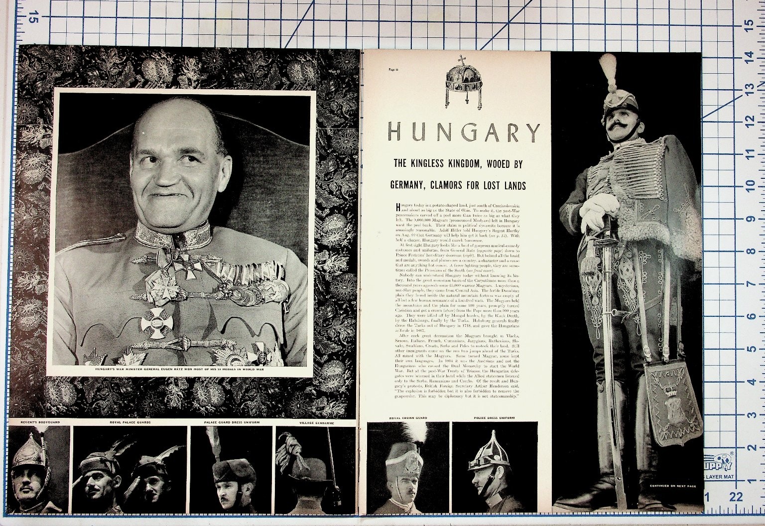 Vintage 1930s Hungary Magazine Article Spread Regent Horthy Budapest Culture