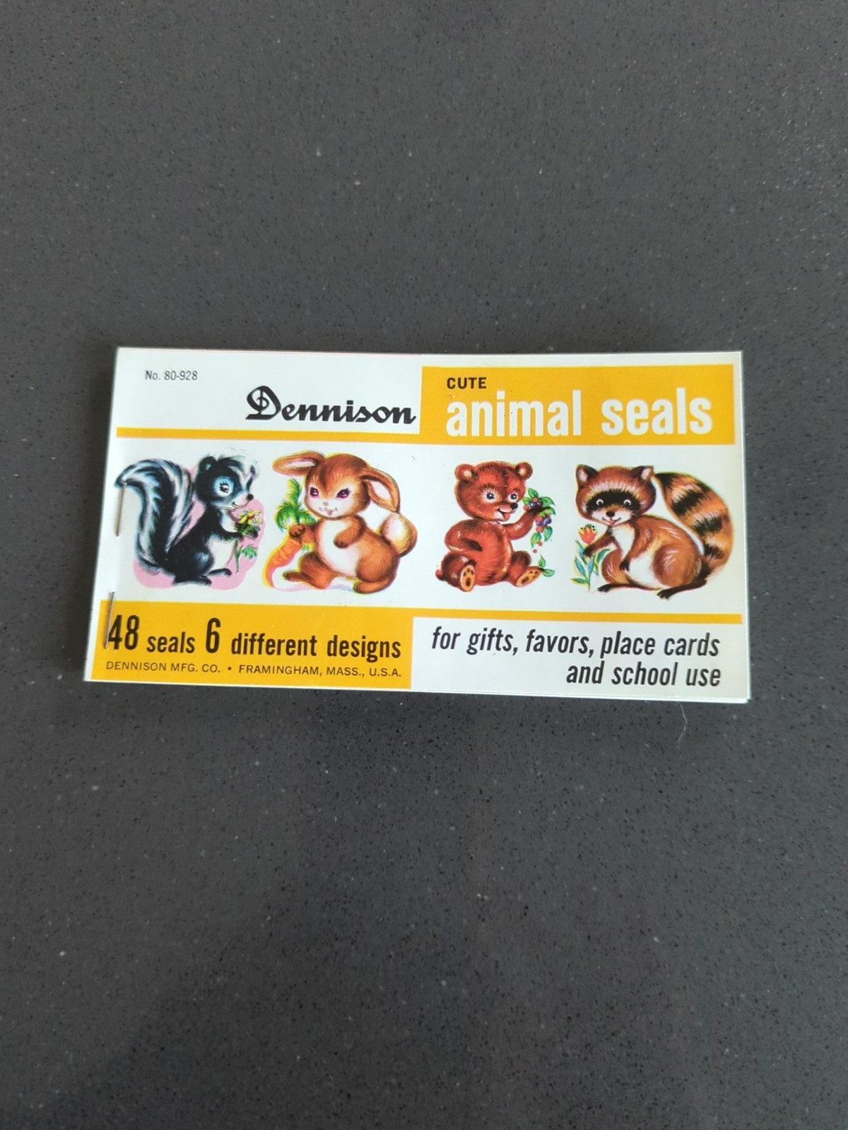 Vintage Dennison Animal Seals Book Unused 6 Designs Easter Spring Time J47