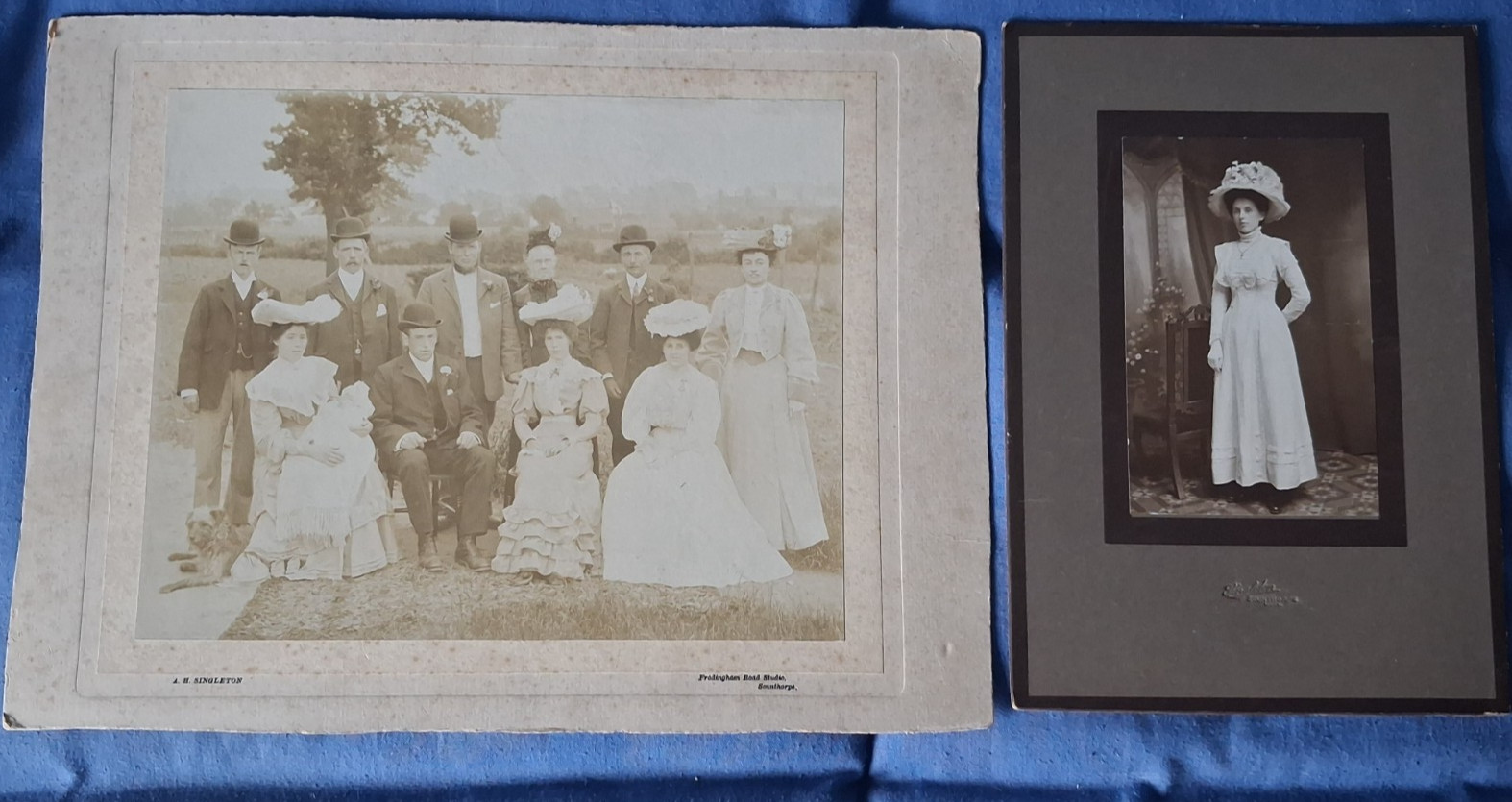 2x Antique Photographs on Card People Frodingham Scunthorpe Lincolnshire