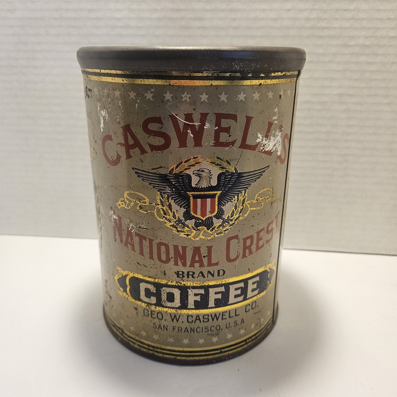 Caswell\'s National Crest Brand Coffee Tin 2.5 Lbs Early