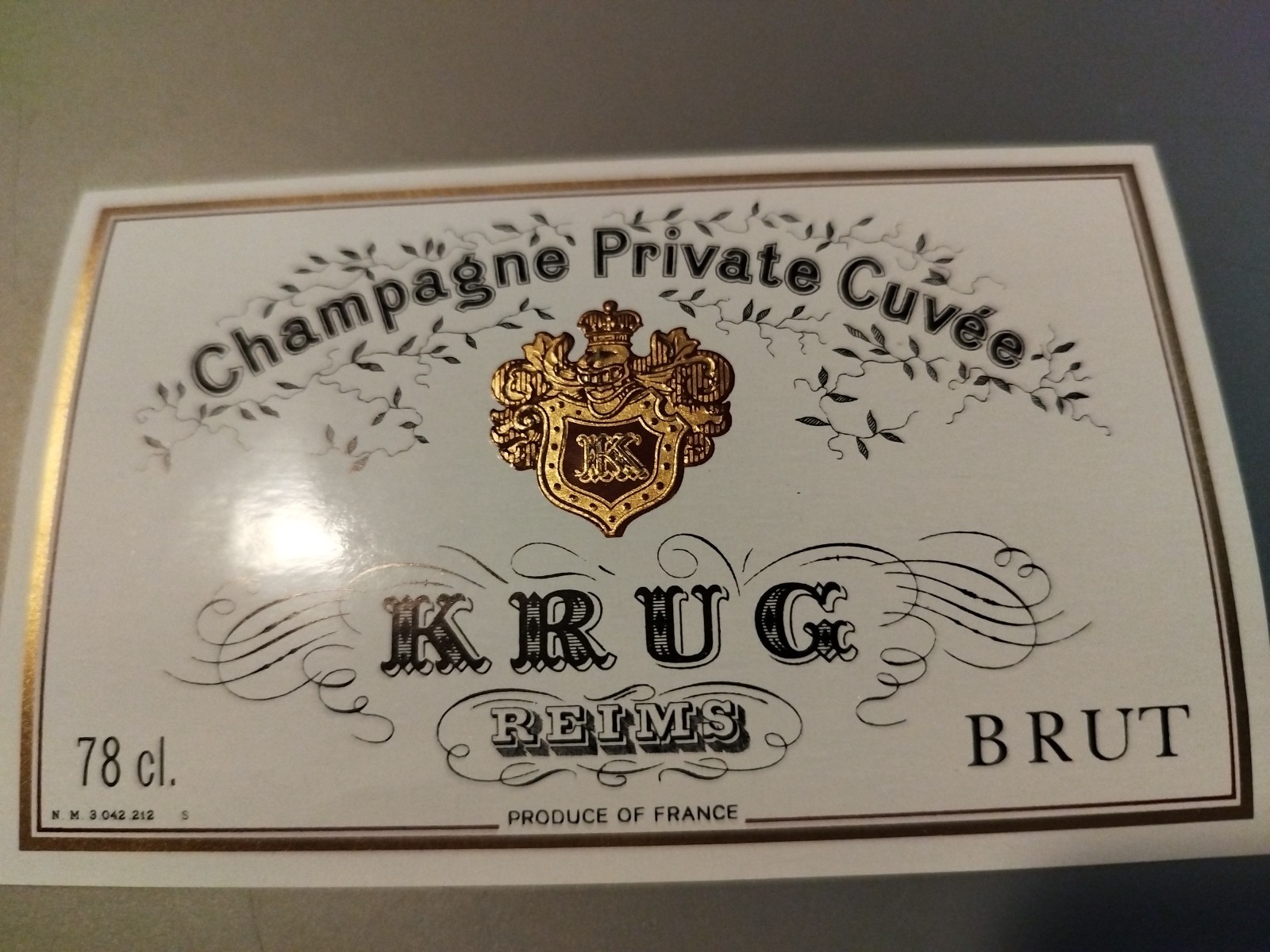 Authentic Vintage Krug Champagne Private Cuvee Label Unused NOS Reims France 78c