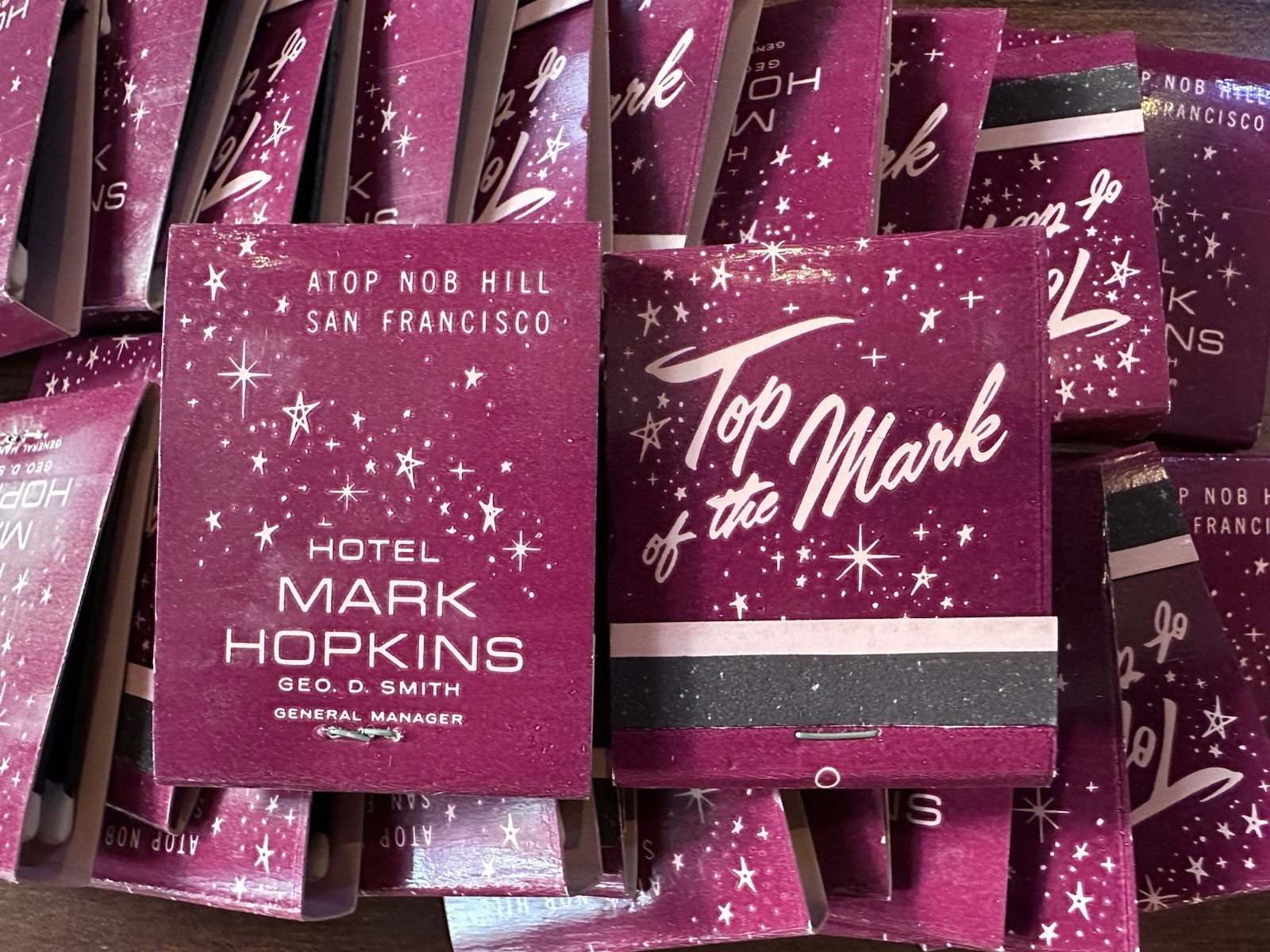 21 Vintage Hotel Mark Hopkins San Francisco, California Front Strike Matchbooks
