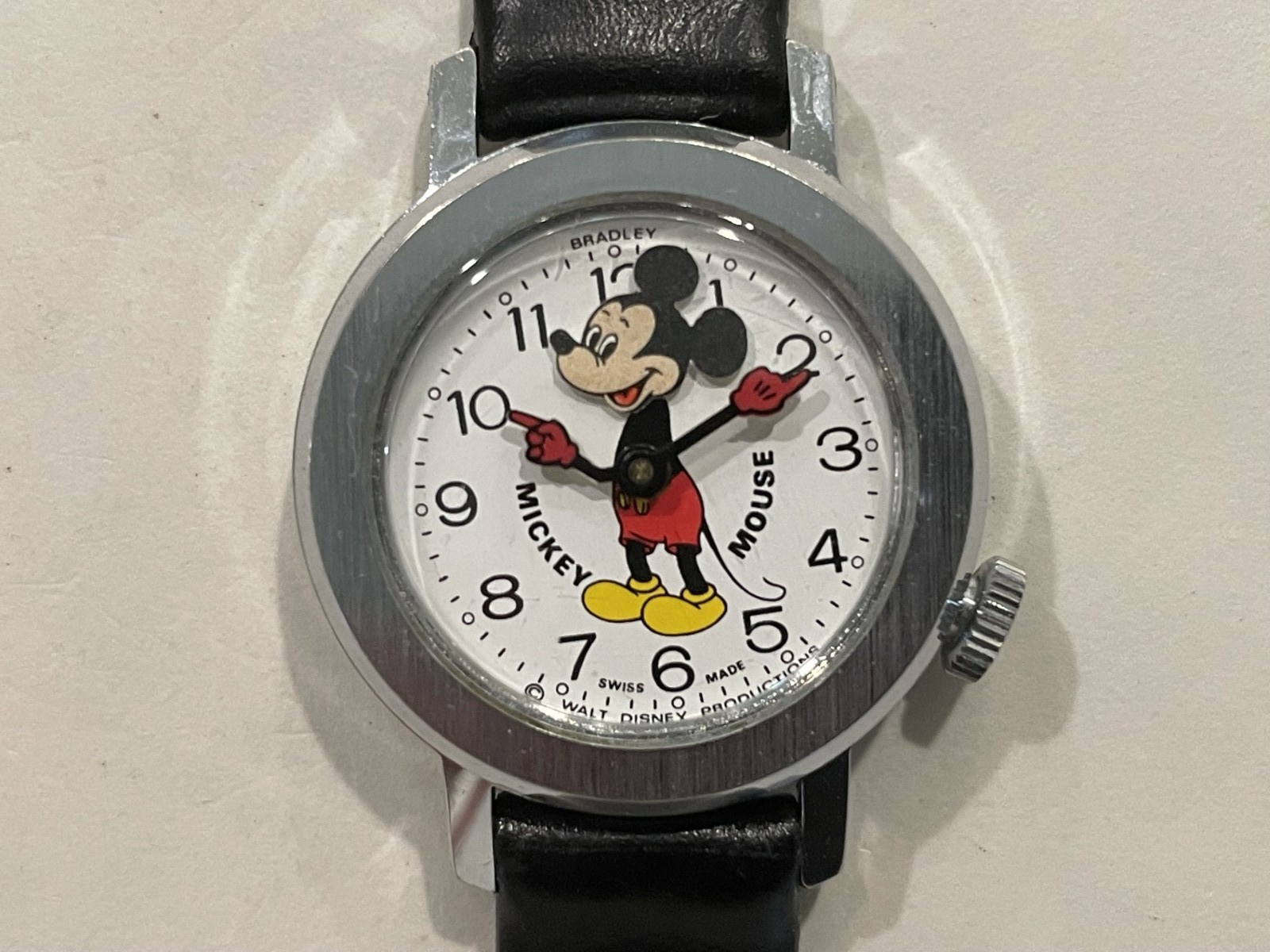 Vintage Bradley Mickey Mouse Nodding Head Swiss Watch 015 - EXE - Runs