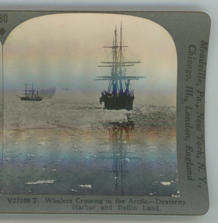 Whaling Ship in Arctic Dexterity Harbor & Baffin Land Canada Stereoview