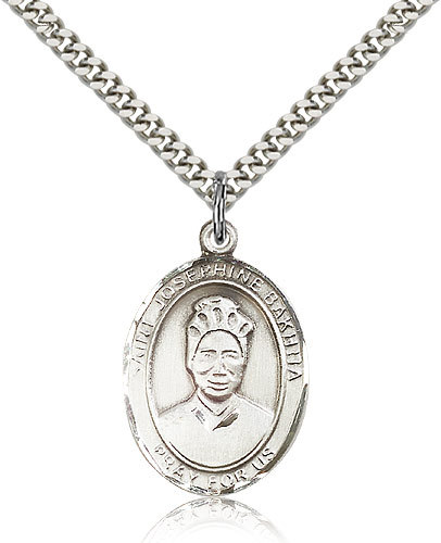 Saint Josephine Bakhita Medal For Men - .925 Sterling Silver Necklace On 24 ...