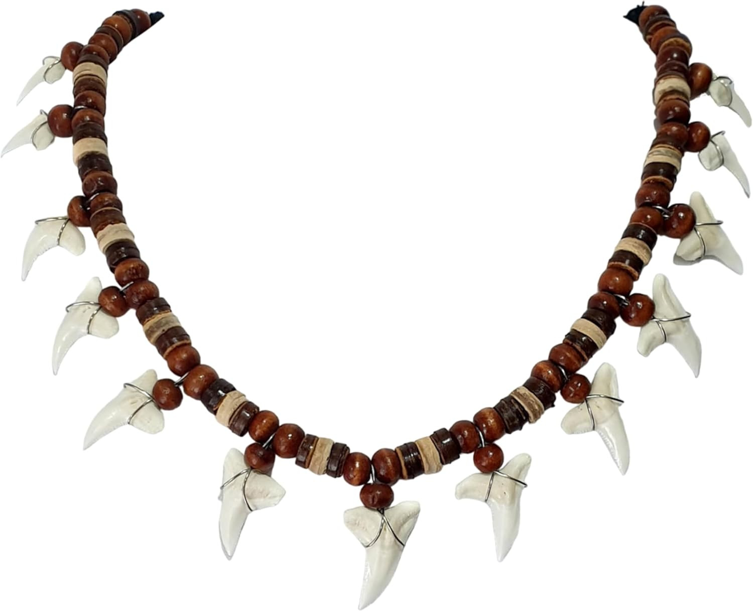 13 Genuine Shark Teeth Necklace for Men, Mako Shark Tooth Necklace, Handmade...