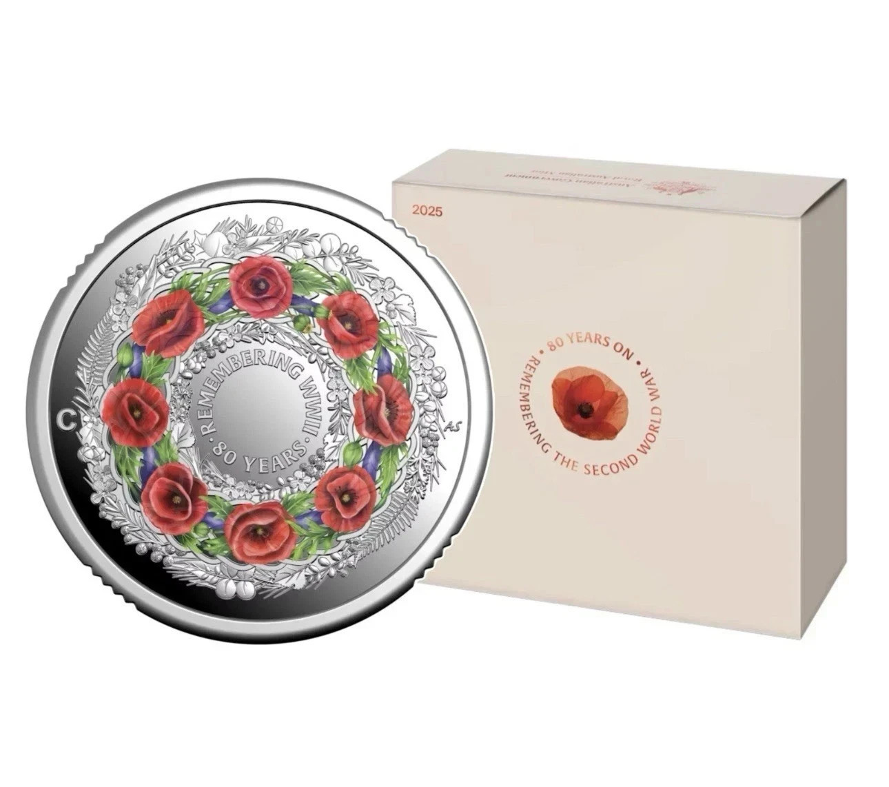 2025 $2 WWII Red Poppy Wreath Remembrance Day Silver Proof Coin 80th Anniversary