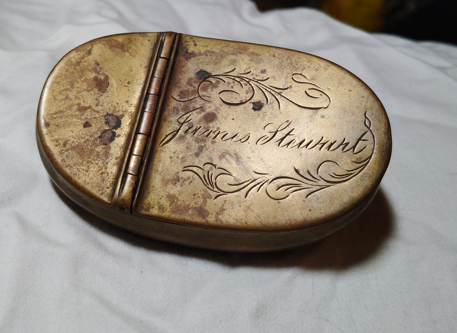 Antique 19th Century Welsh Miners Snuff Box With Decorative Engraving 