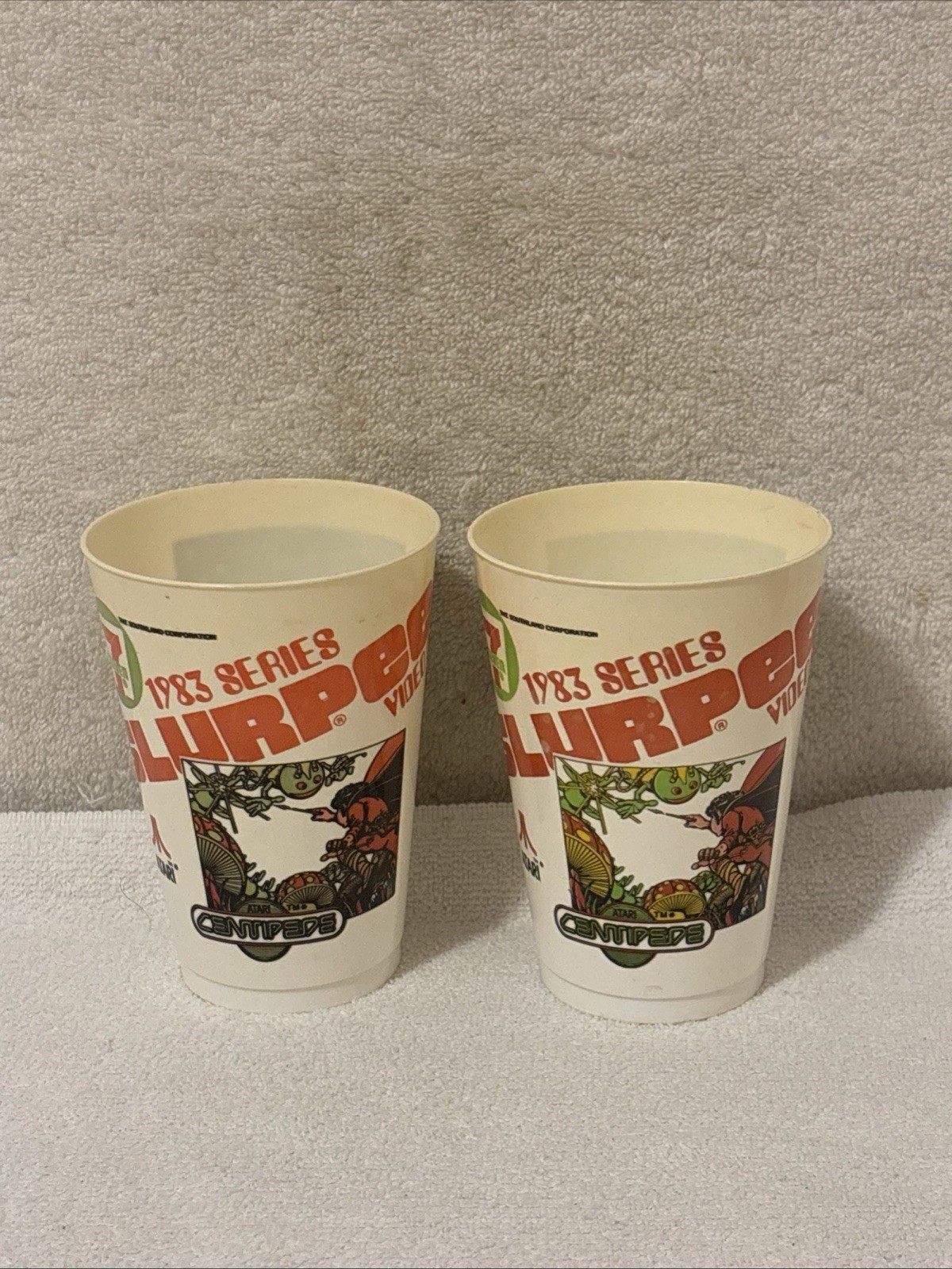 (2) Vintage 7-11 7-Eleven Slurpee Video Cup 1980 1981 1982: CENTIPEDE 