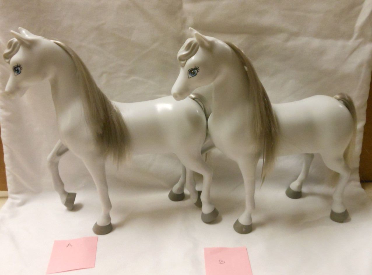 MATTEL Barbie Saddle and Ride Gray Dream Stationary Horse Blue Eyes 2013