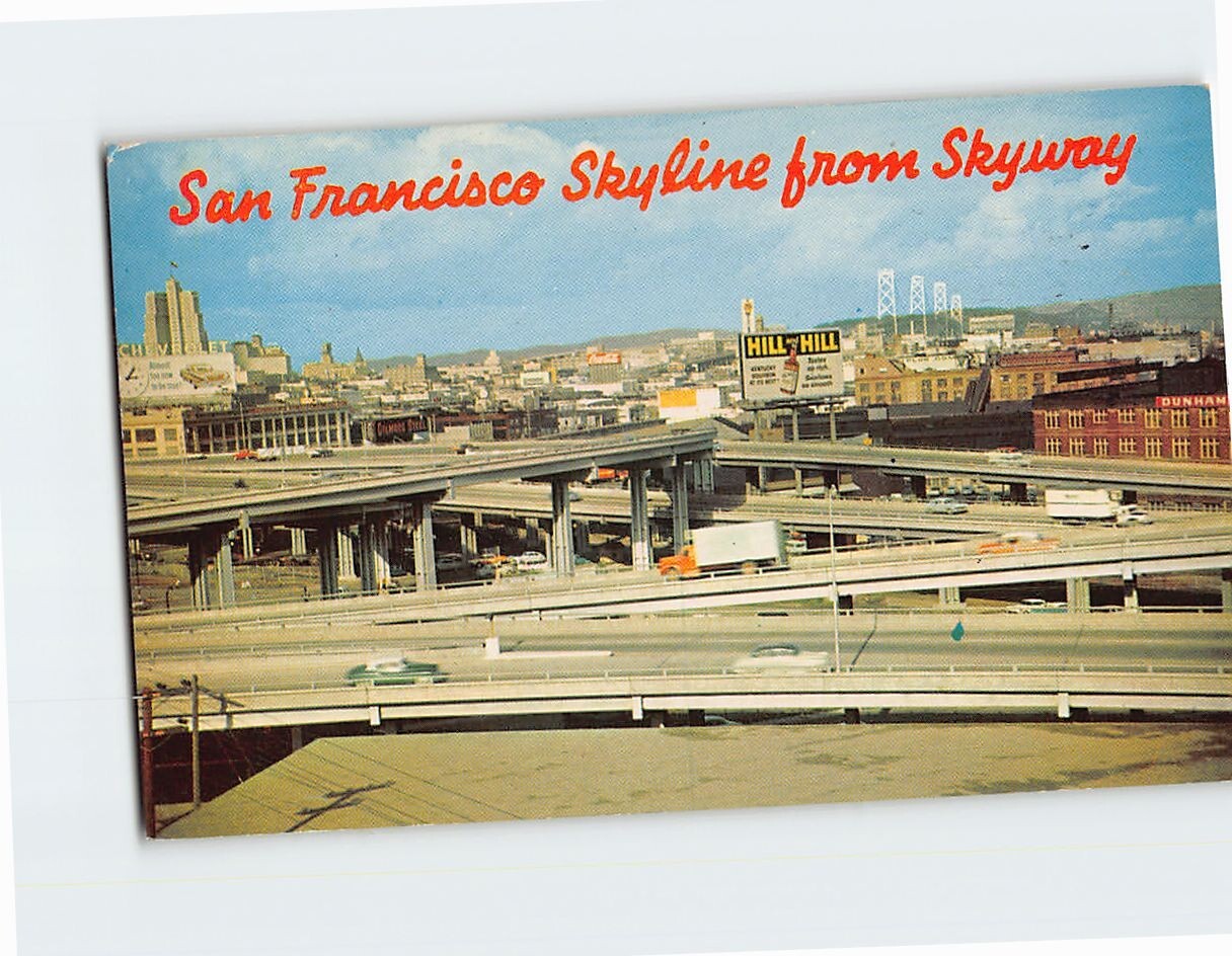 Postcard San Francisco Skyline from Skyway San Francsico California