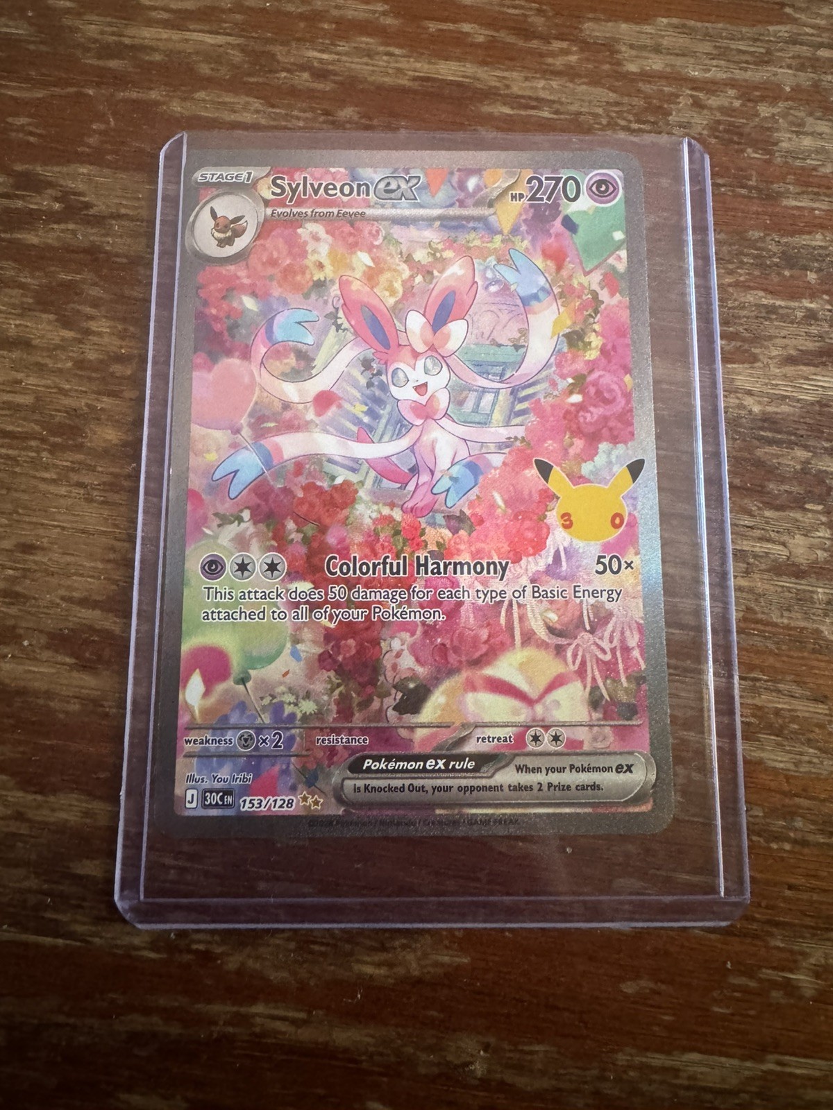 Sylveon Ex 153/128 Special Illustration Rare Pokemon 30th Anniversary + sleeve