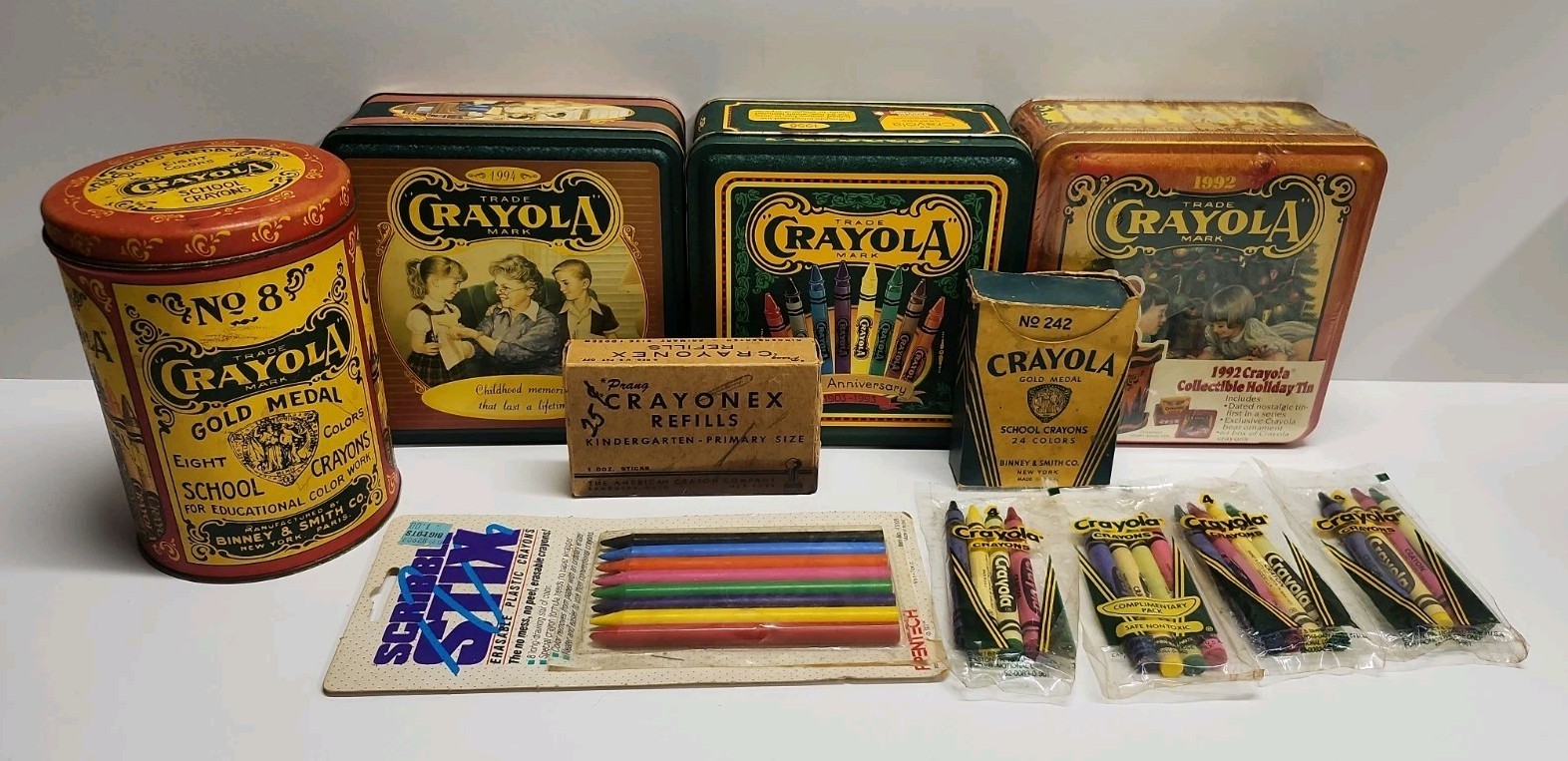 Crayola Crayons Vintage Tins & Crayons - Lot of 4 Collectors Edition Tins & More