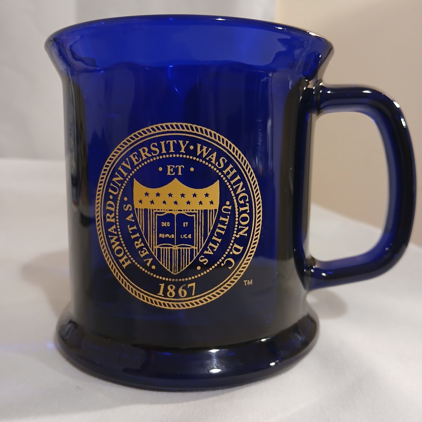 HOWARD UNIVERSITY Cobalt Blue Glass Mug - Officially Licensed Collegiate Product HOWARD UNIVERSITY Cobalt Blue Glass Mug - Officially Licensed Collegiate Product