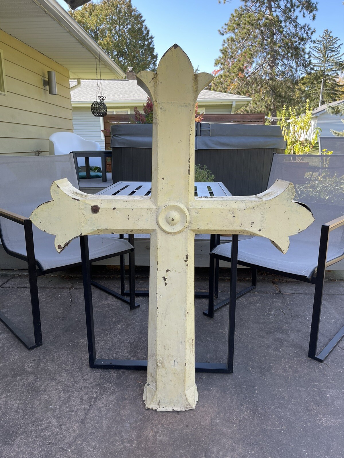 VTG 1900 3-D Antique Large Church Steeple Cross Tin Spire  Crucifix Architecture