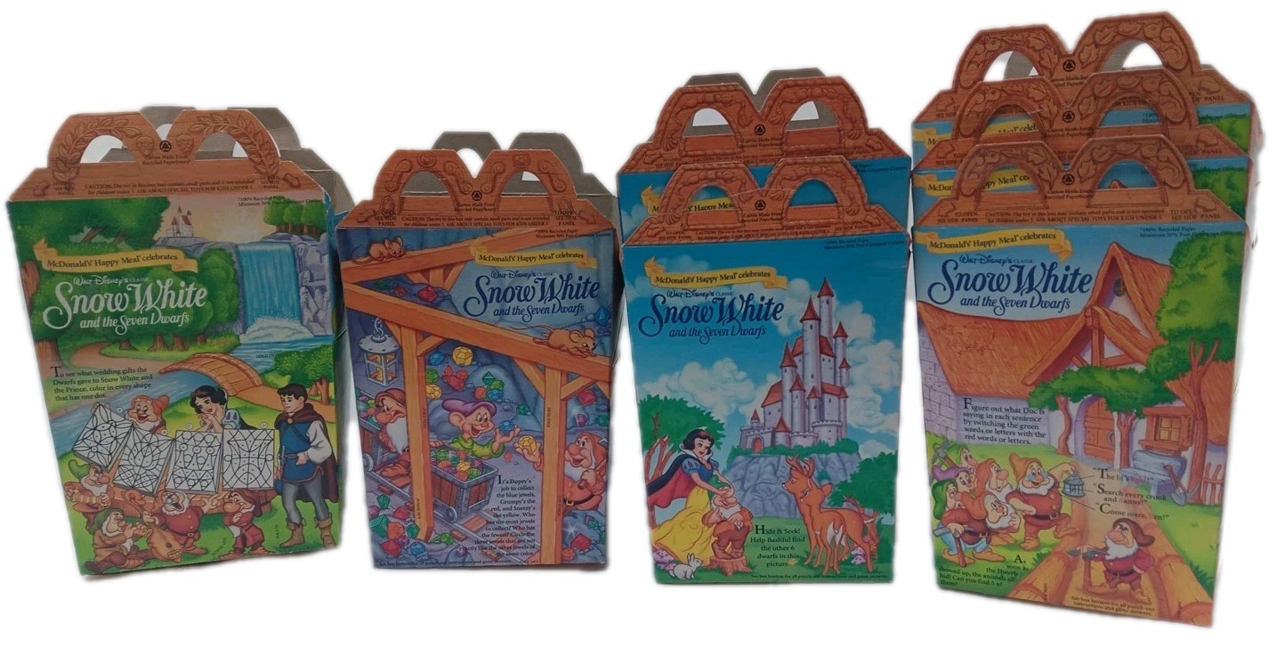 McDonald's Disney Snow White Happy Meal Box - 1992 Lot Of 7 Retro 90s Kids