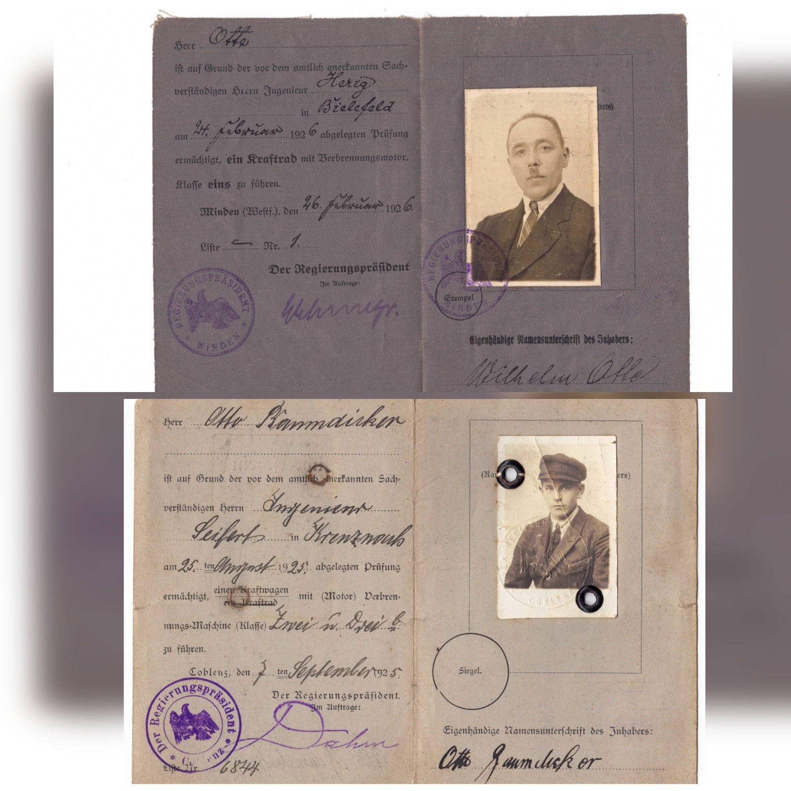 1925-26 German Führerschein Driver License Photo ID Weimar Prussia Set Original