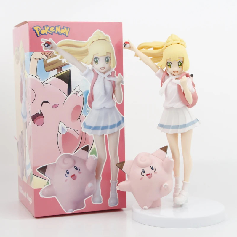 Pokemon Lillie with Clefairy Anime Action Figure Toys 19CM