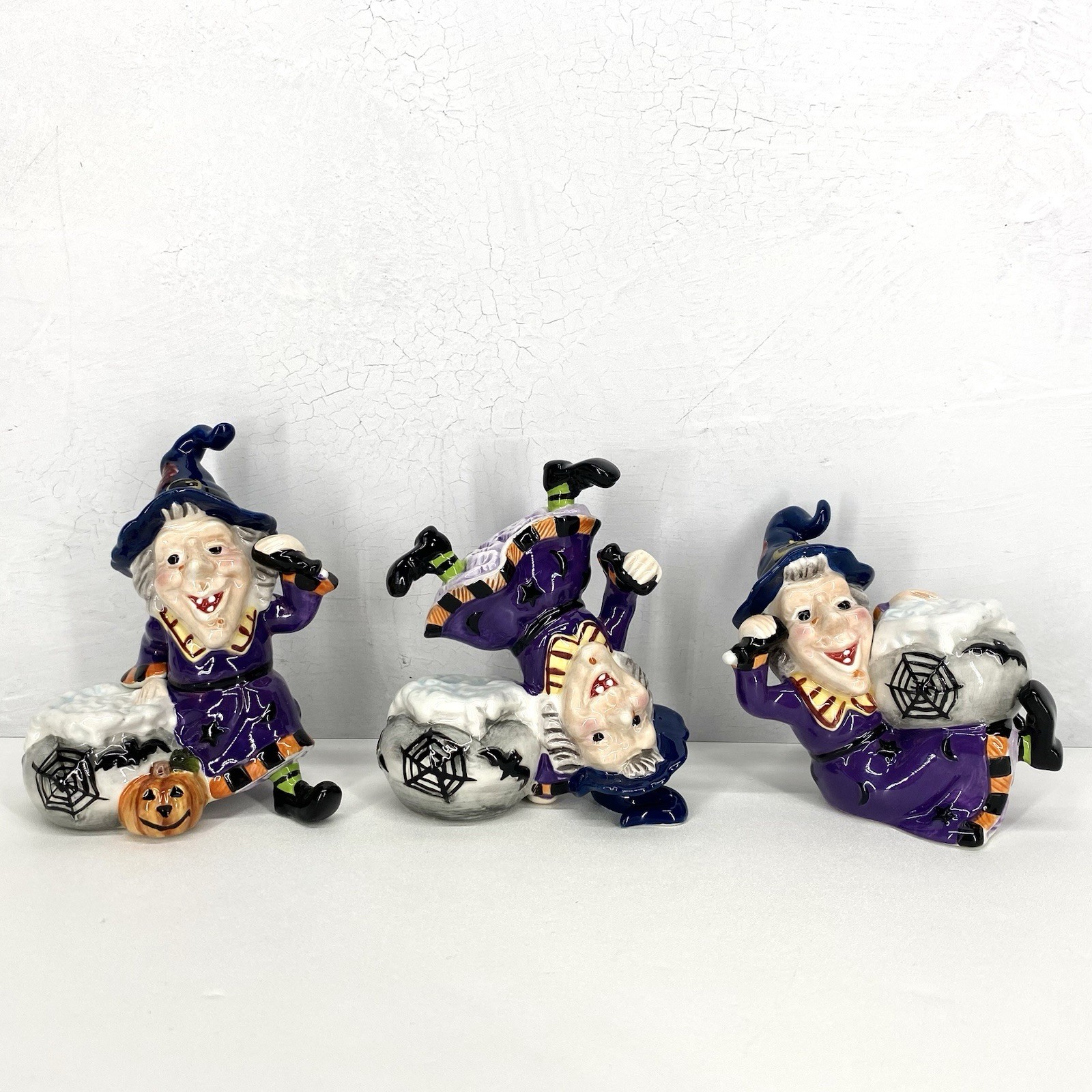 Fitz And Floyd Rare Witches Brew Halloween Tumbler Figurines Retired 2007