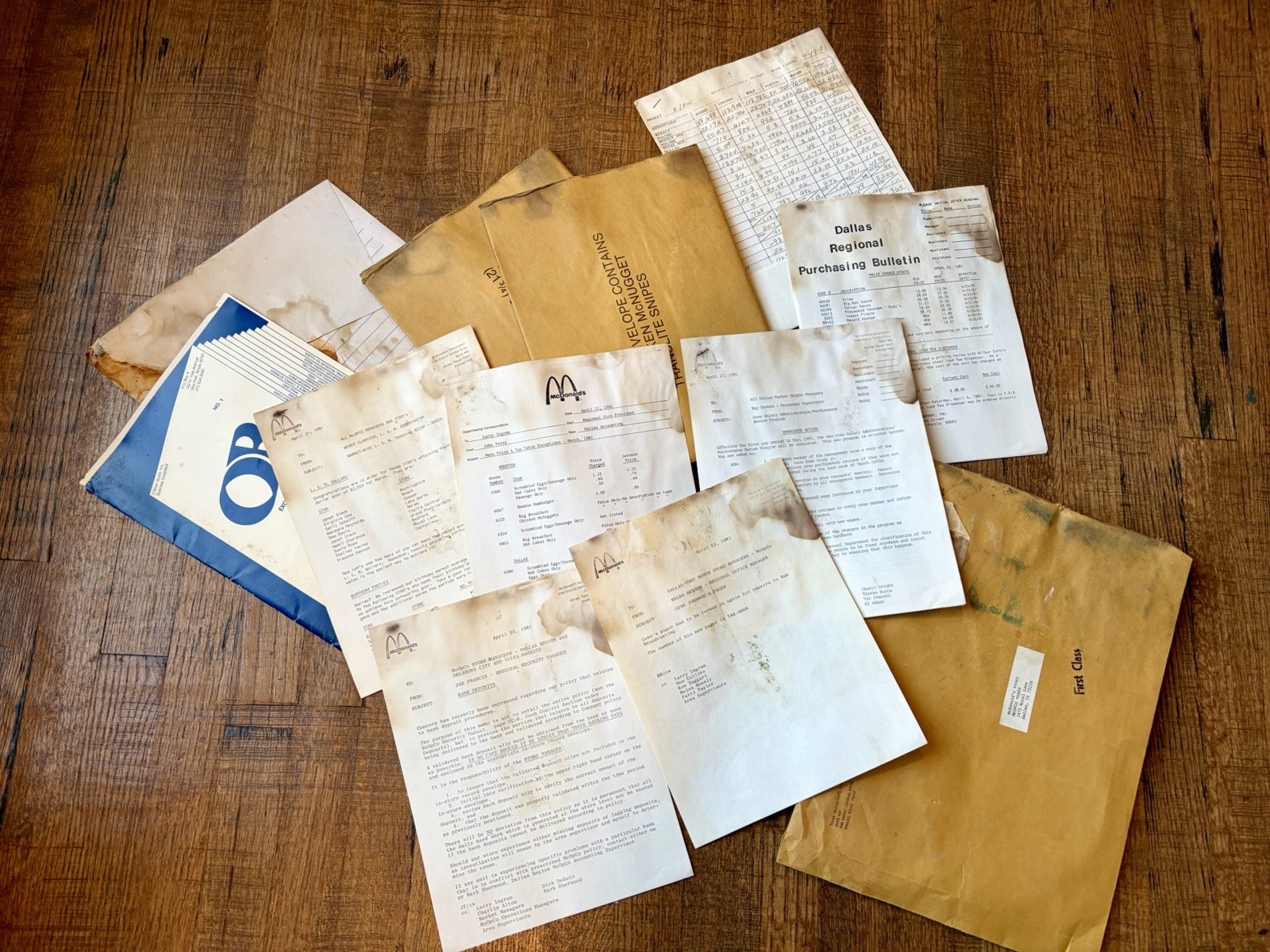 Rare 1981 McDonald\'s Internal Corporate Archive Lot Memos Dallas History Papers