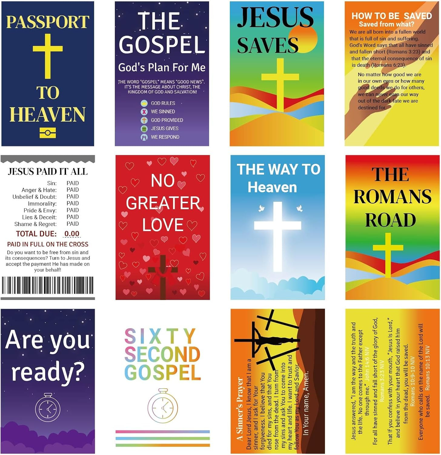 220 Pcs Gospel Tracts Christian Valentine Cards Bible Verse Cards Mix