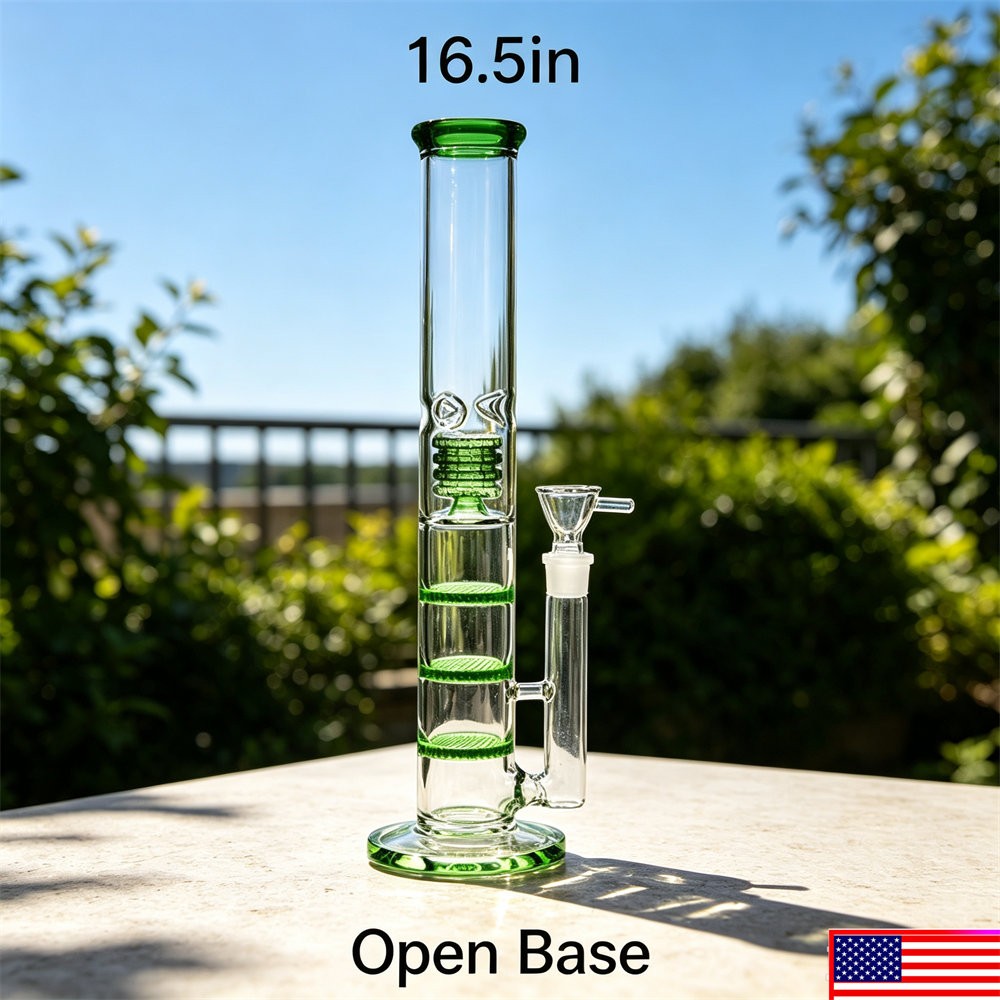 16.5 Inches Glass Bong Hookahs Honeycomb Percolator Water Pipe Bowl for Smoking